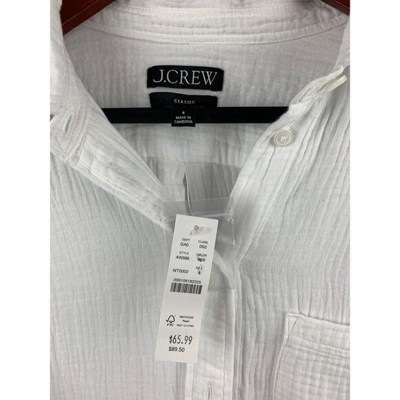 J.Crew White Classic Shirt Womens Size M Cotton Blend - Picture 2 of 6